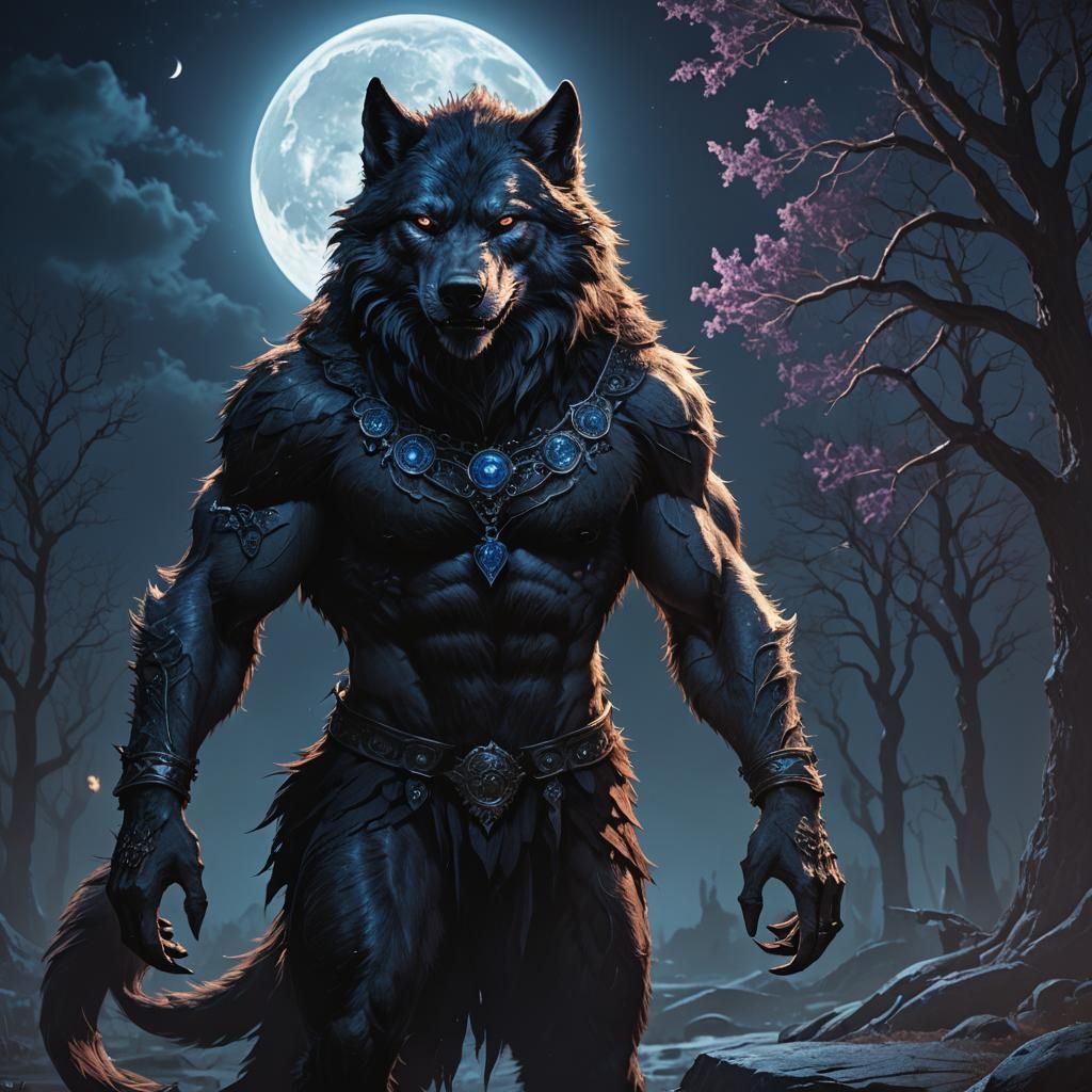 Werewolf in Moonlight: Dark Fantasy Concept Art
