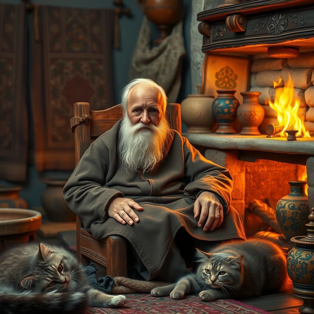 Warm Hearth in Traditional Ukrainian Home