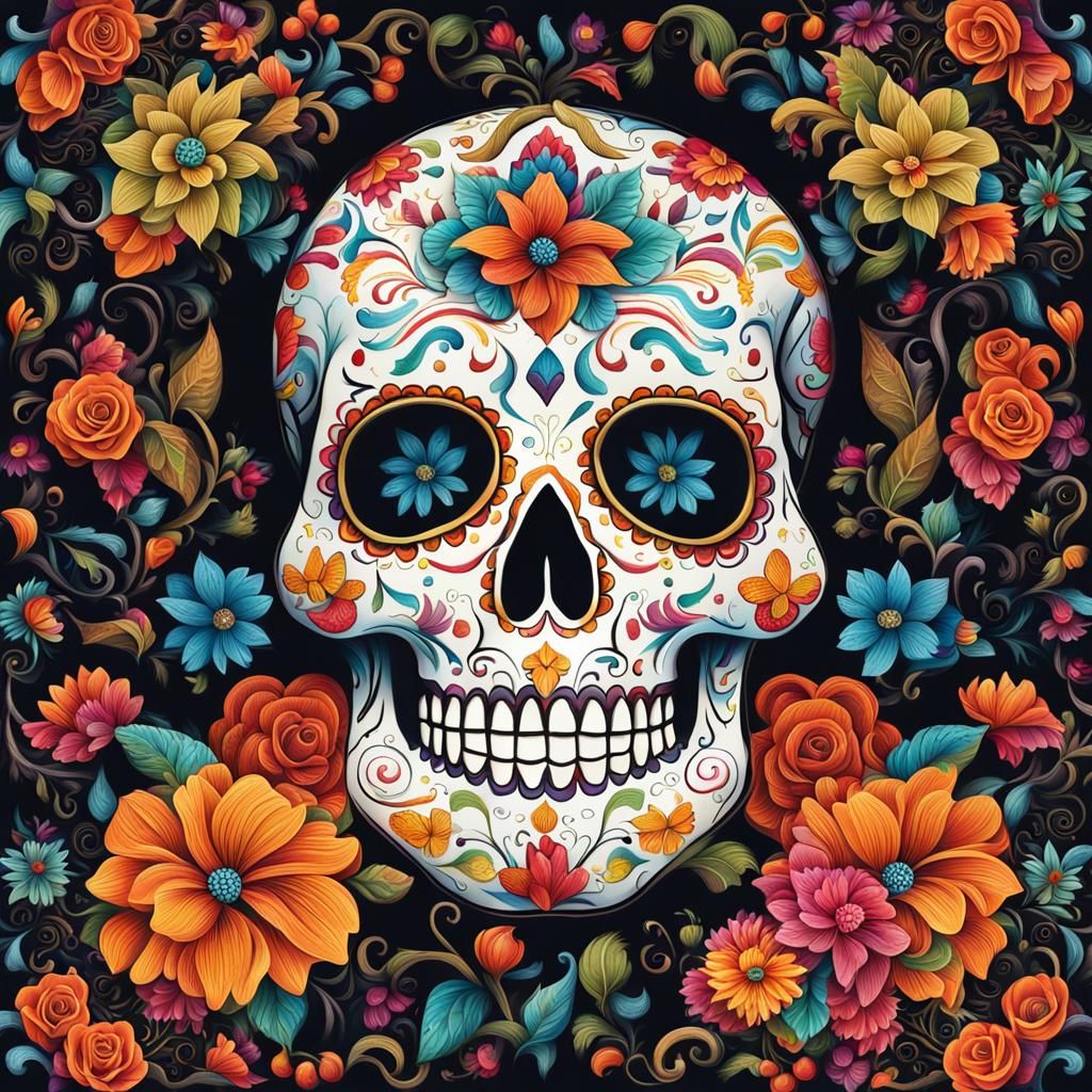 Colorful Sugar Skull for Day of the Dead