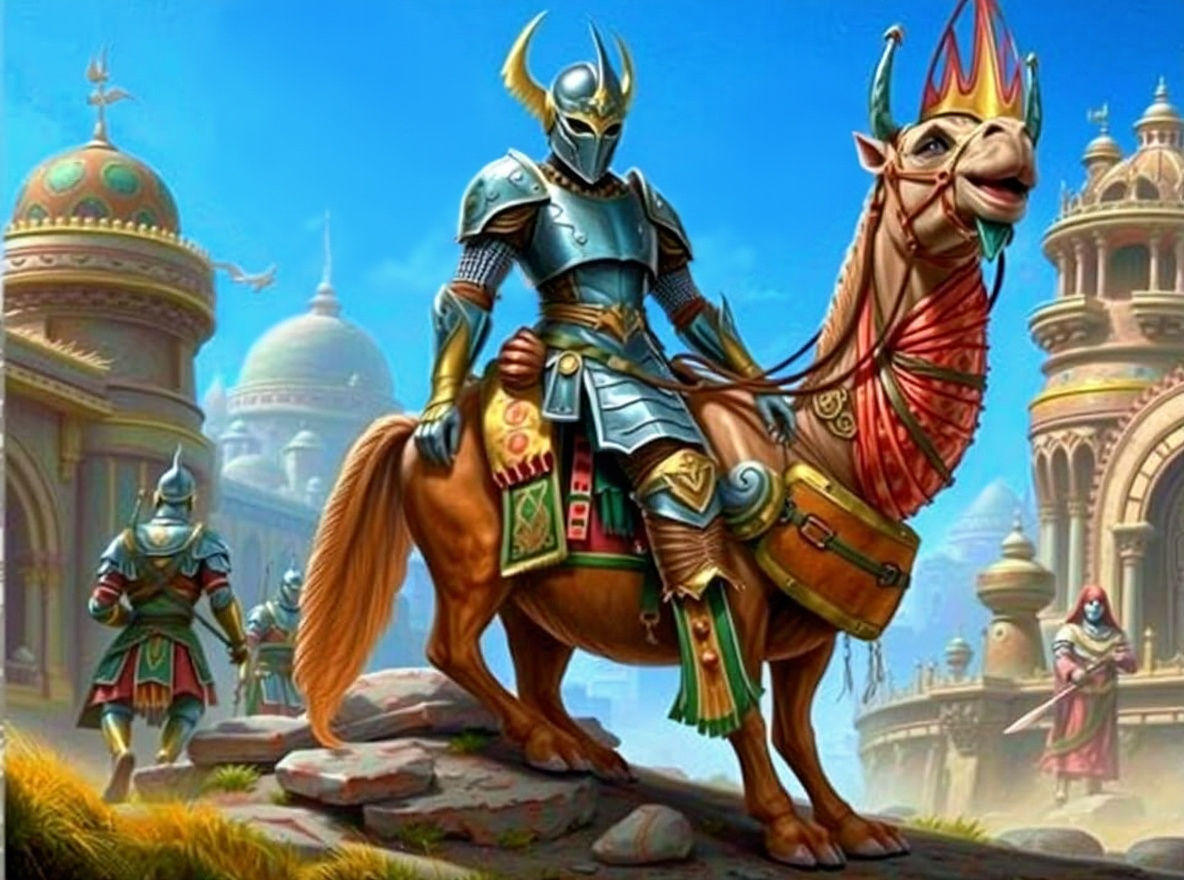 Desert Paladin on Fantasy Mount, Arabian Setting