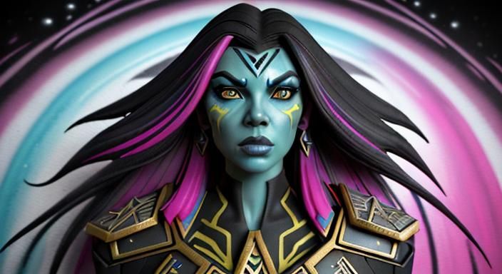 K'Ehleyr Graffiti Art Portrait in 3D Render