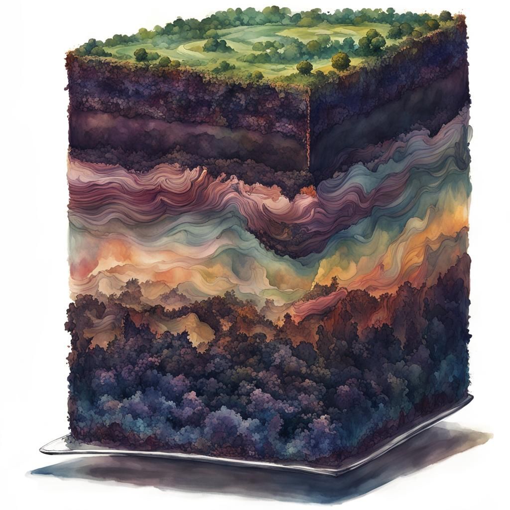 Earth Slice: Digital Watercolor Summerscape Sunset
