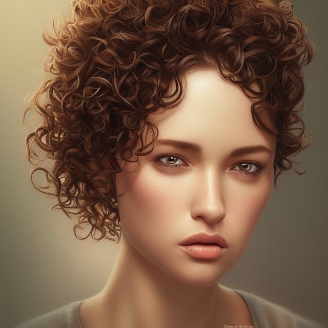 Detailed Portrait of Brunette with Tear, Digital Art