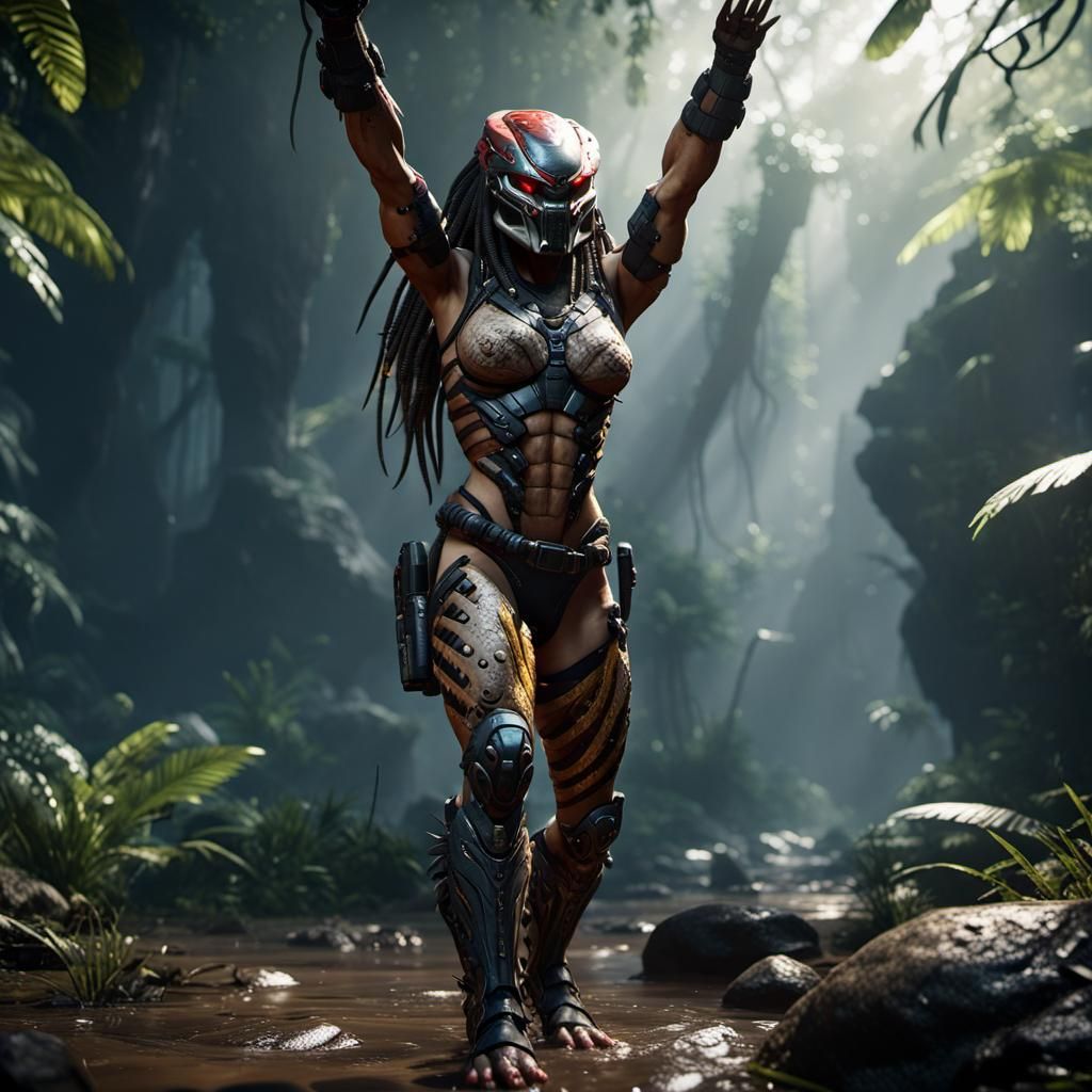 Female Predator in 3D Game Cinematic Style