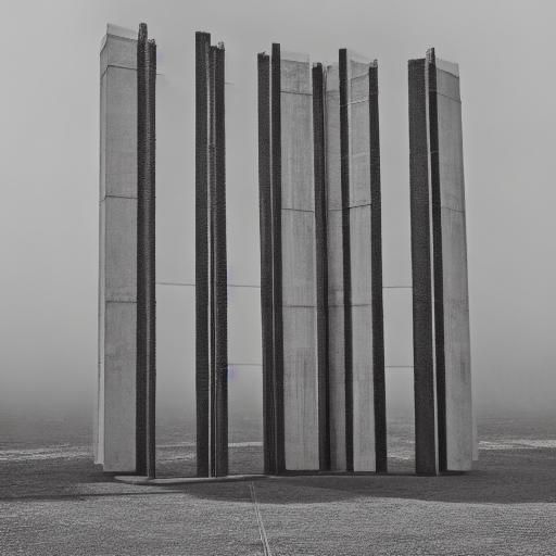 Brutalist Architecture in Desert Fog: Liminal Space