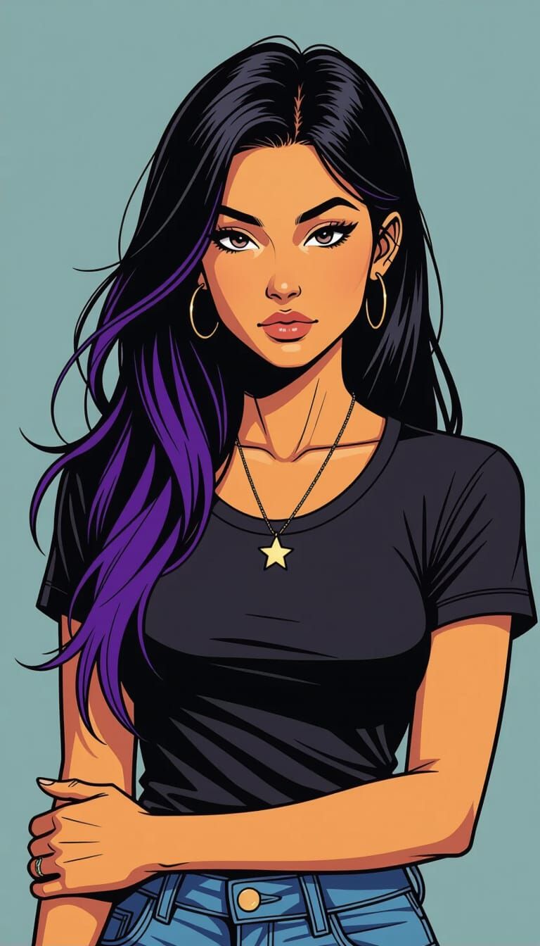 Confident Woman in Comic Book Art Style