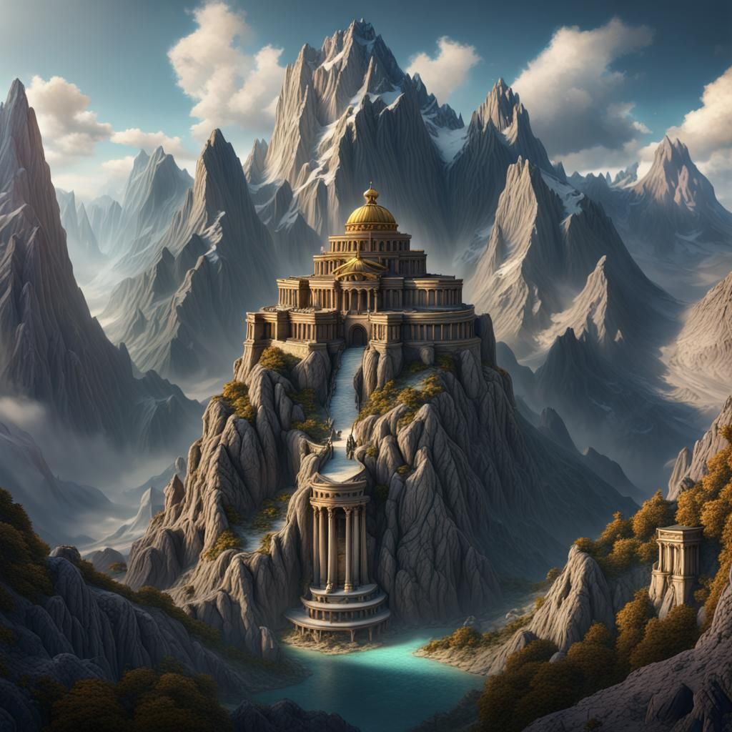 Fantastical Mount Olympus in Detailed Matte Painting