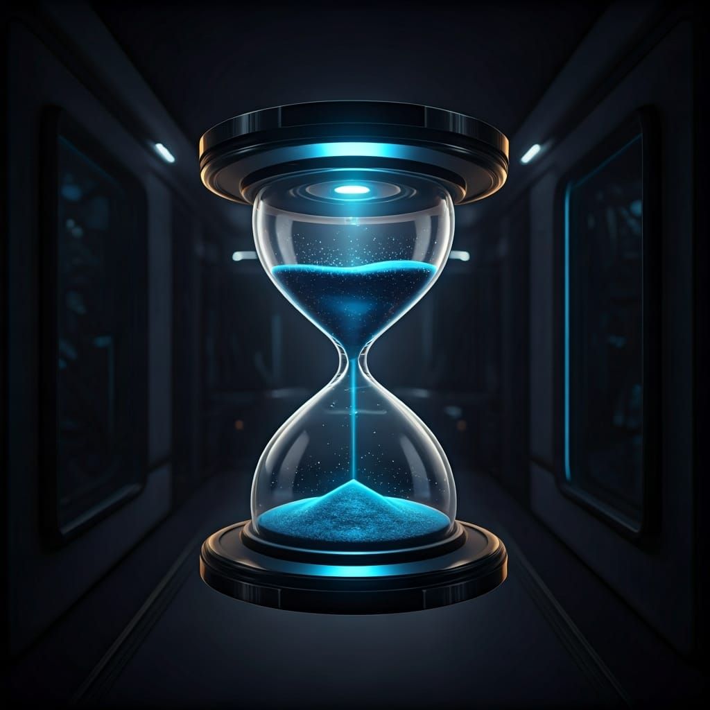 Futuristic Hourglass Levitates in Zero Gravity