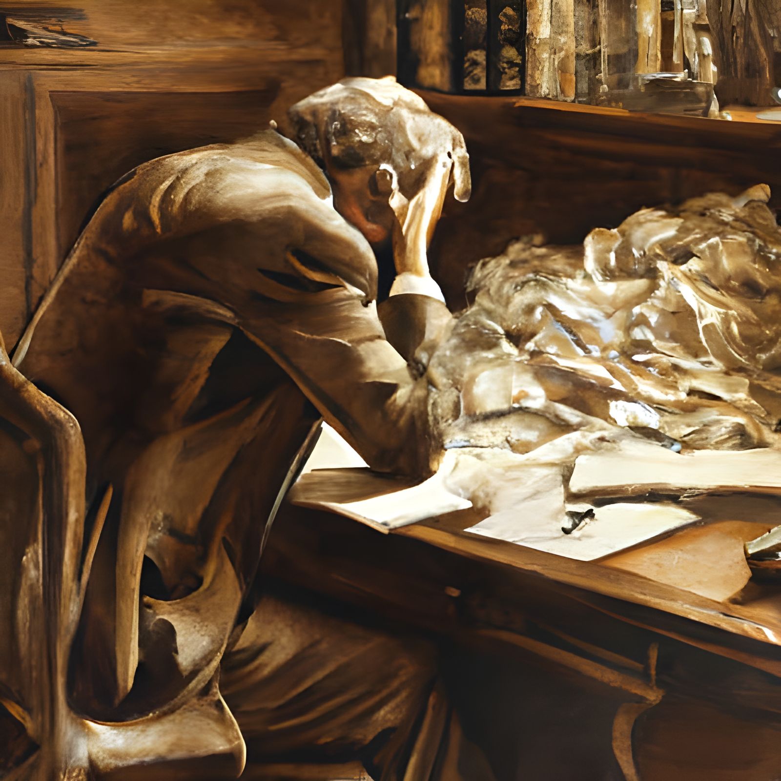 Old Desk Scene in Sepia Tones