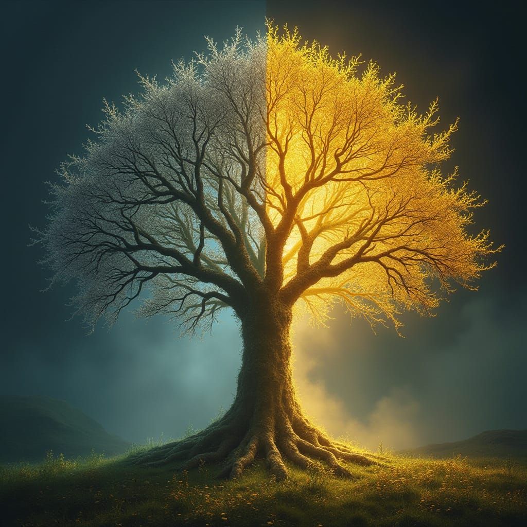 Silver and Gold Illuminated Tree of Valinor