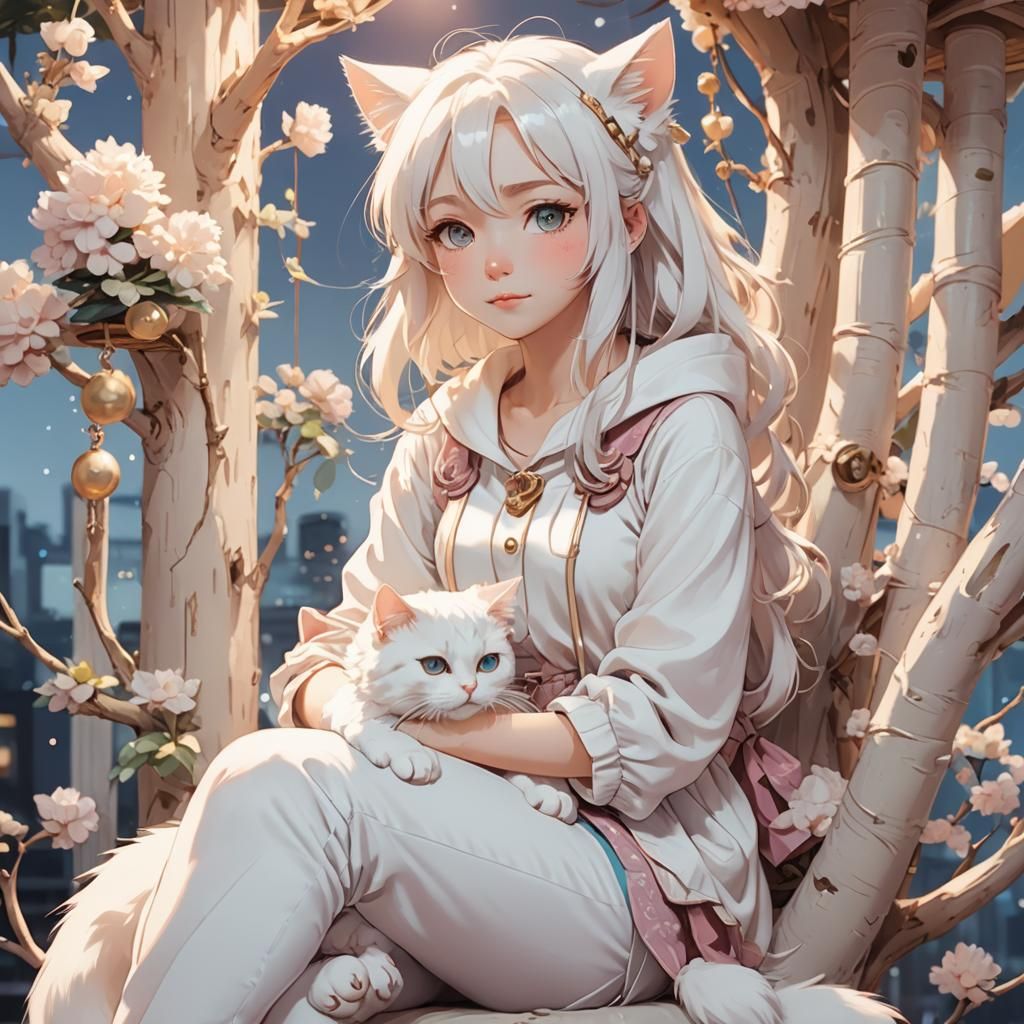 Cat Girl Portrait in Moe Anime Style