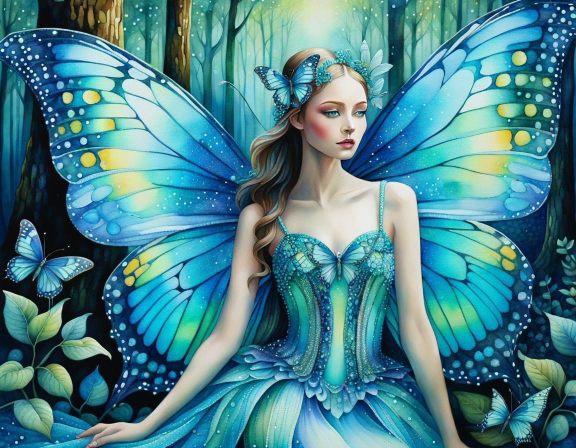 Fairy in Enchanted Woods: Aquarelle Pointillism