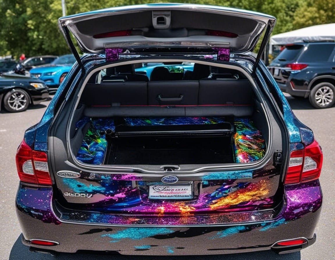 Custom Subaru Outback with Glittery Lowrider Paintjob