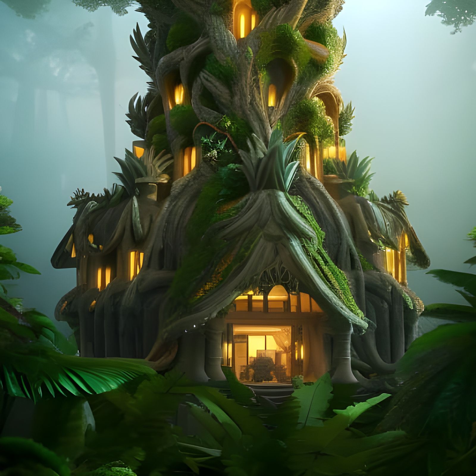 Gaudí inspired pineapple carved forest house