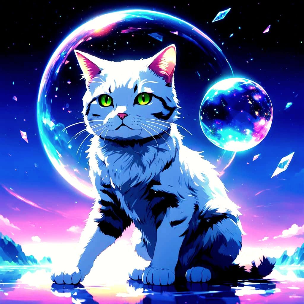 Galactic Feline Gundam in Anime Style