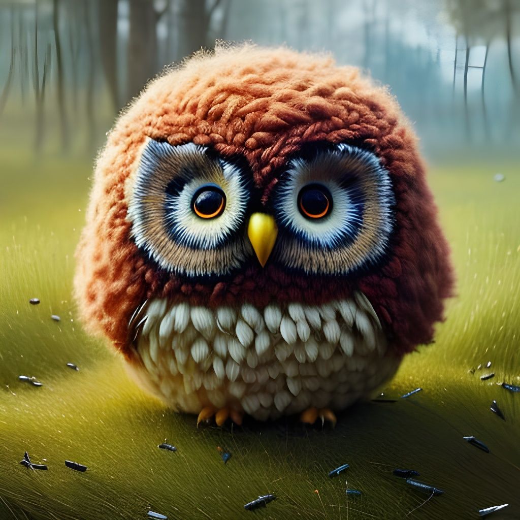 Yarn Owl Portrait in Chibi Style