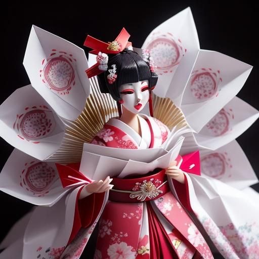 Origami Opera Geisha Singing on Stage