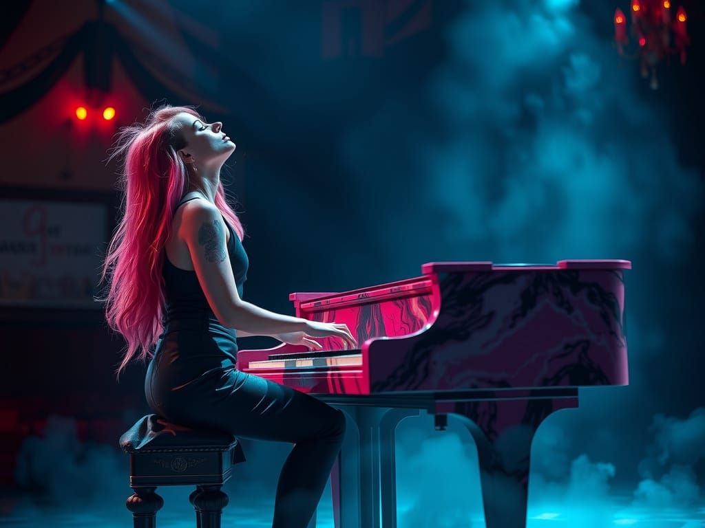 Pink and black piano