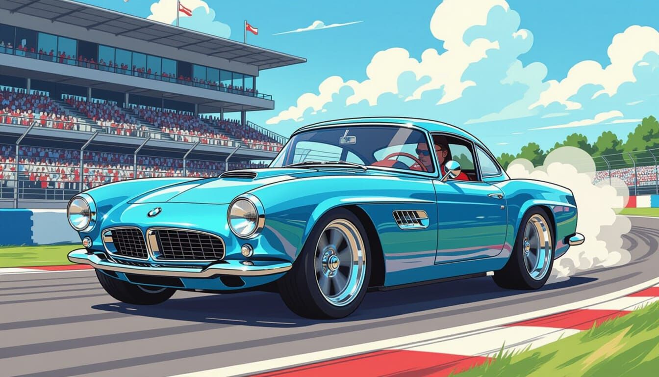 Restomod BMW 507 Coupe in Comic Art Style
