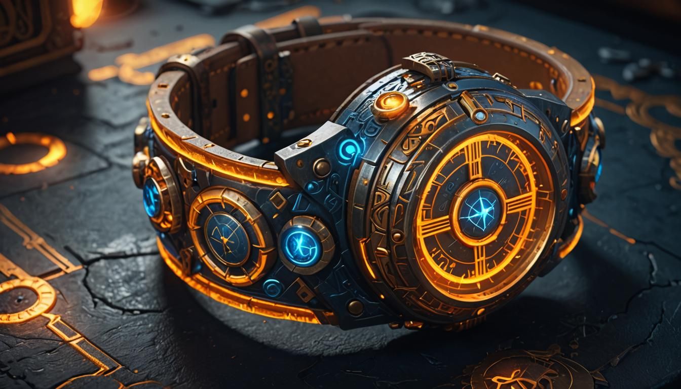 Smart Wristband with Glowing Runes in Fantasy Style