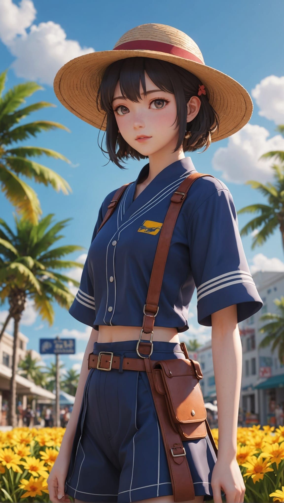 Florida Sunshine in 3D Anime Art Style
