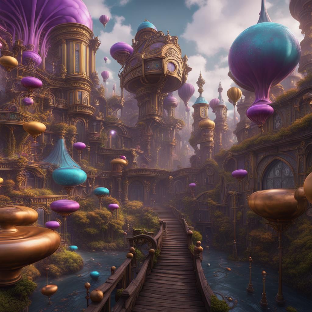 Fantastical Wonka Concept Art in Deep Color