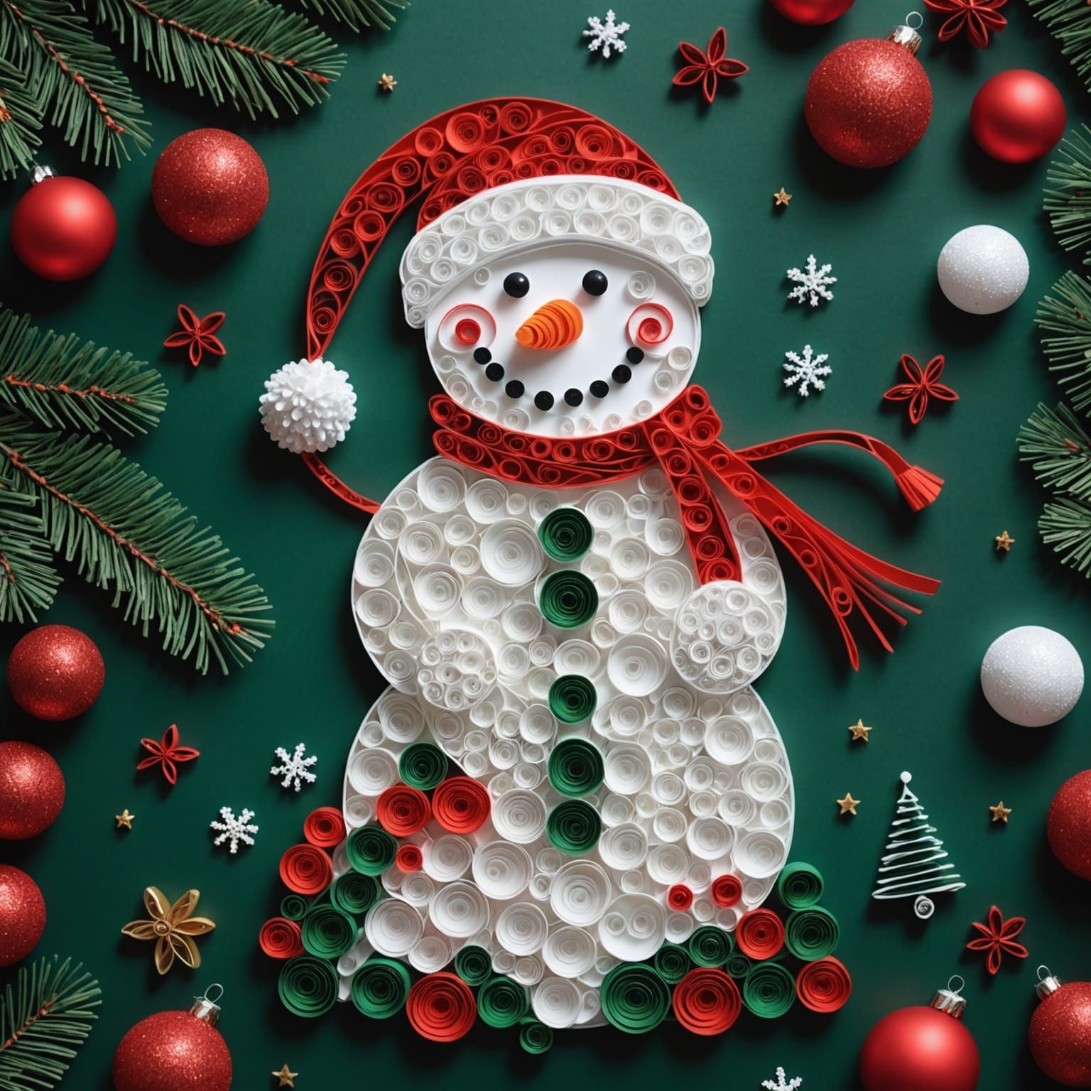 Festive Quilling Art: Snowman Celebrates Christmas
