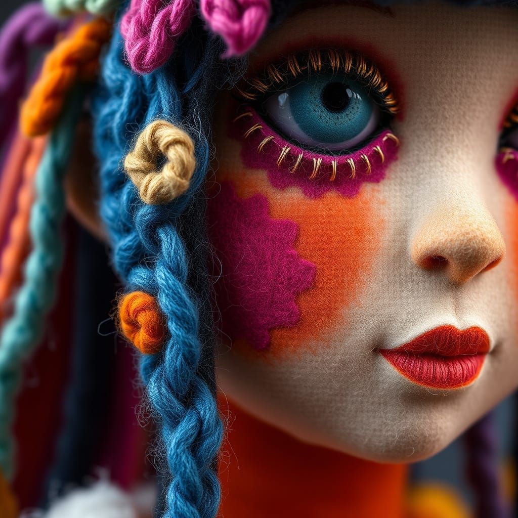 Felt Person in Playful Surrealist Style