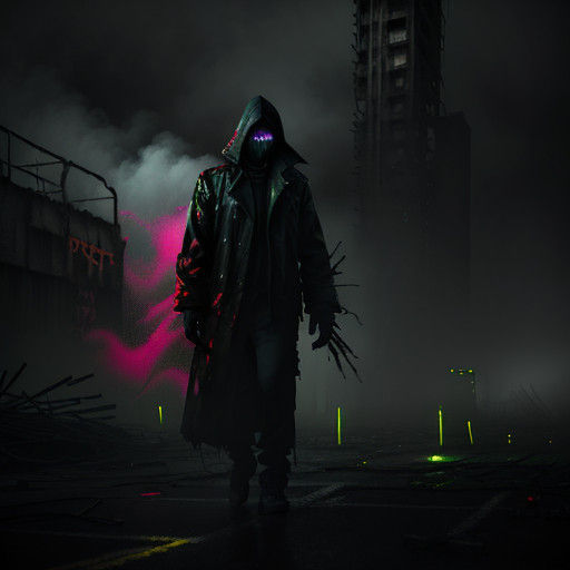 Gritty Post-Apocalyptic Vortex in Neon Noir Style