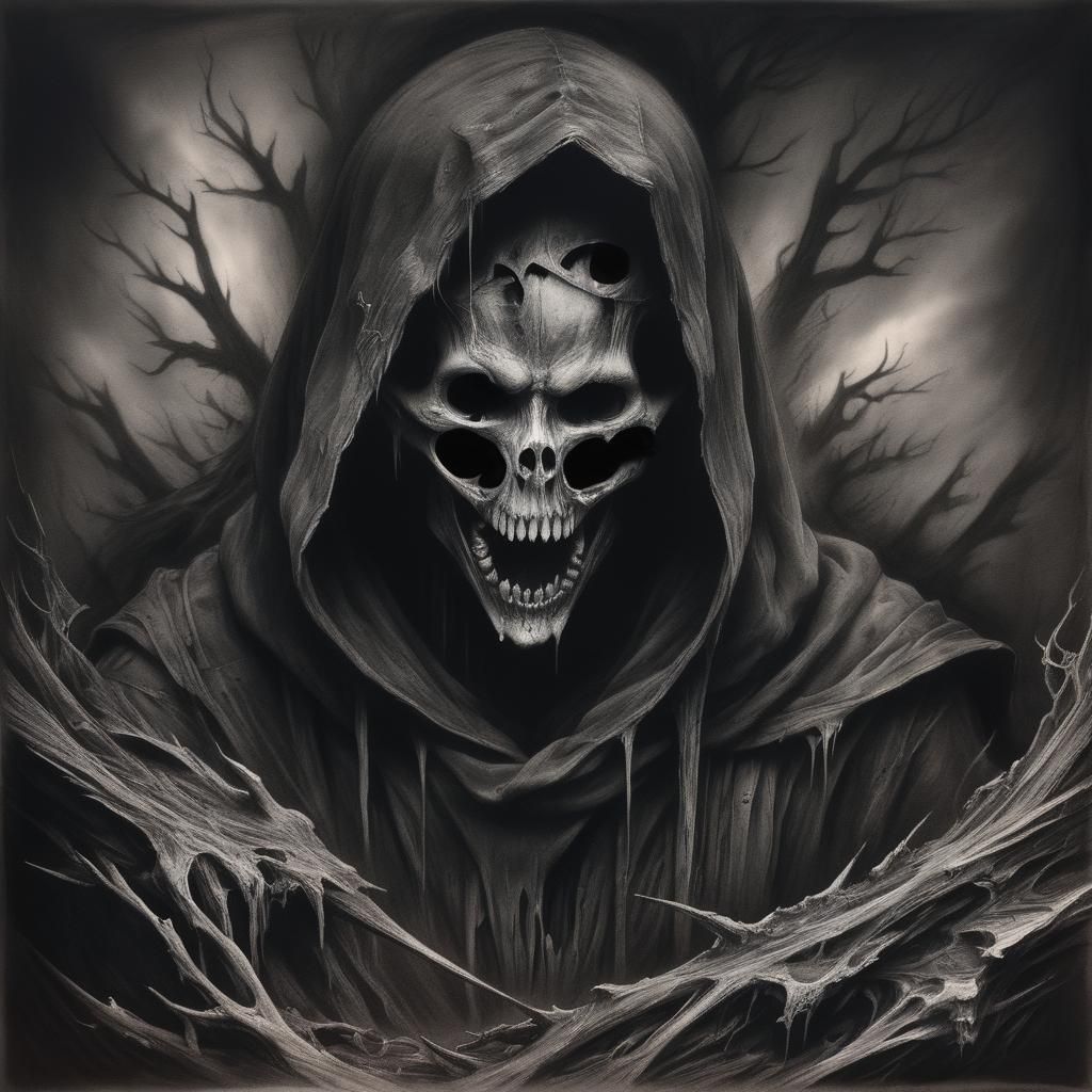 Hyperdetailed Grimdark Drawing in Charcoal Style