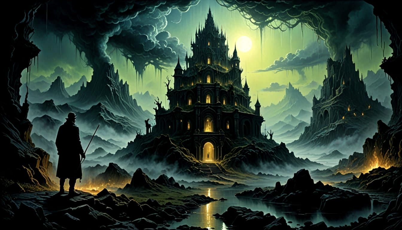 Surreal Mythical Landscape in Oil Painting Style