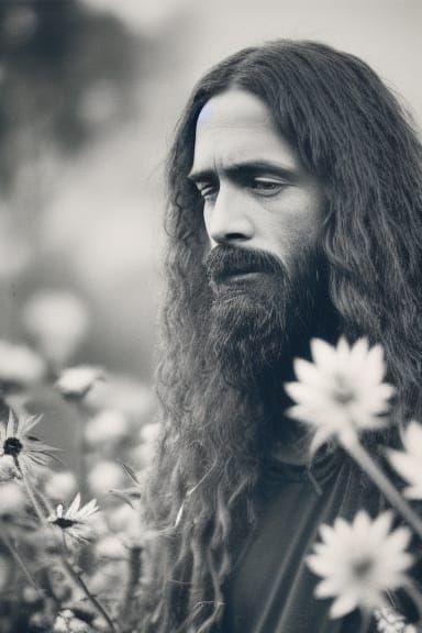 Jesus the Hippie in a 1960s Color Film Photo