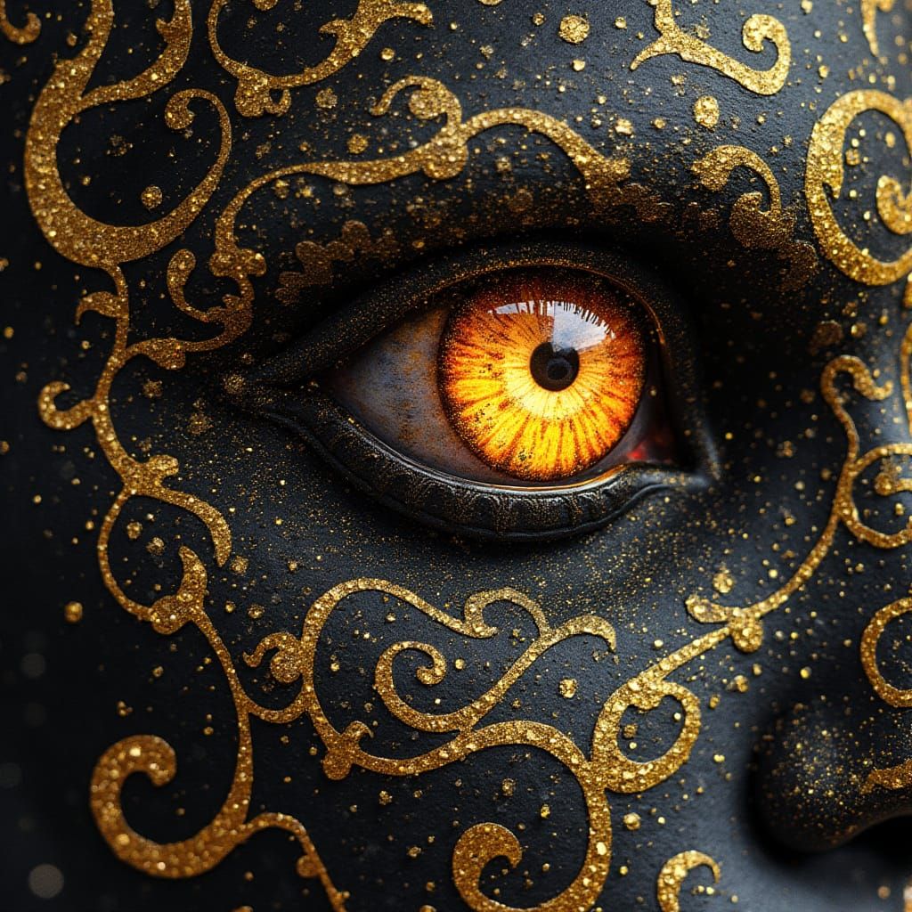 Macabre Watercolor Horror Scene with Iridescent Accents