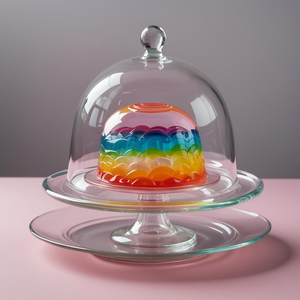 Jello Rainbow Sculpture in Synthwave Retro Style