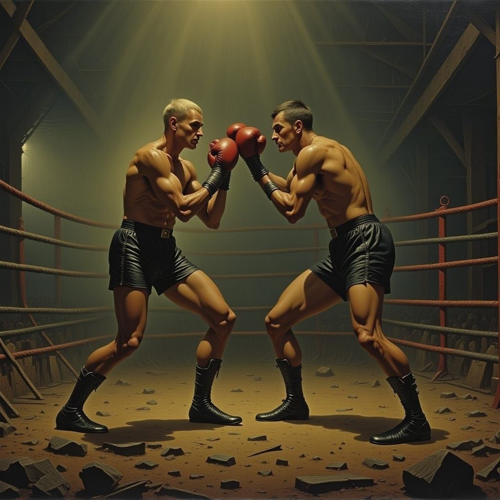 Vintage Boxers Clash in Intense Ring Battle