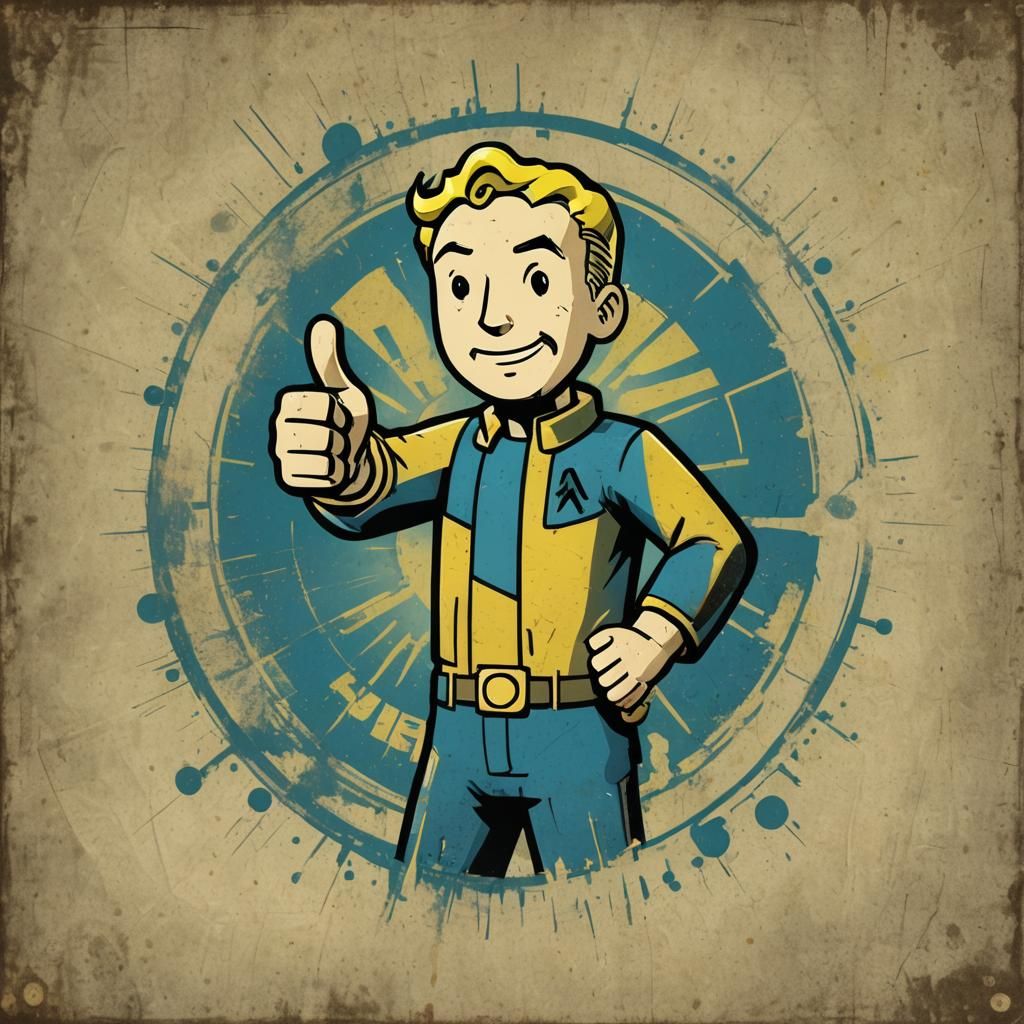 Vault Boy Thumbs Up in Pop Art Style