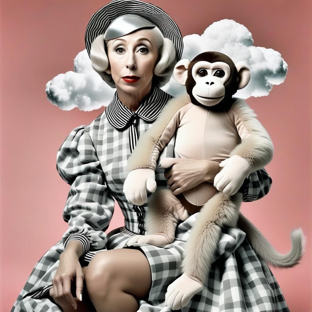 Conceptual Self-Portrait with Clouds and Plush