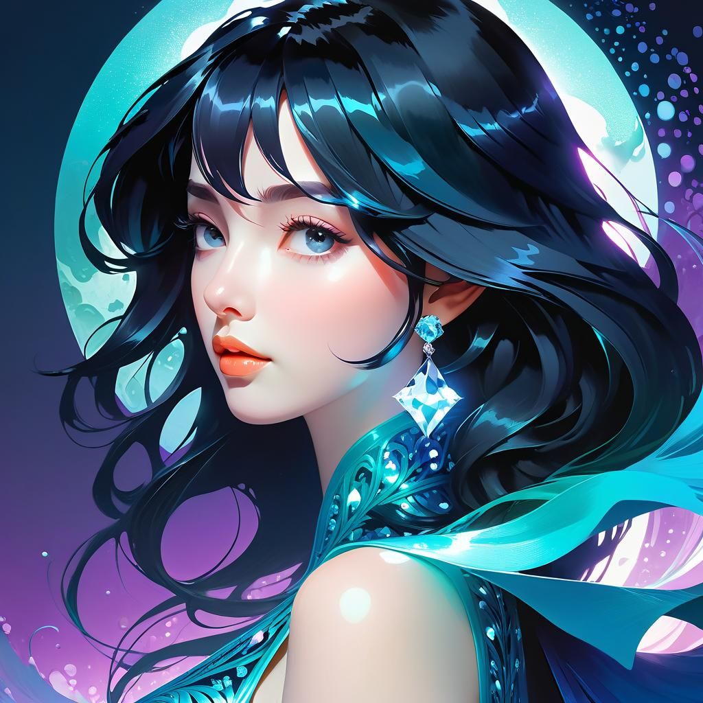 Explosive Cel-Shaded Plasma Light Wave in Expressionism Styl...