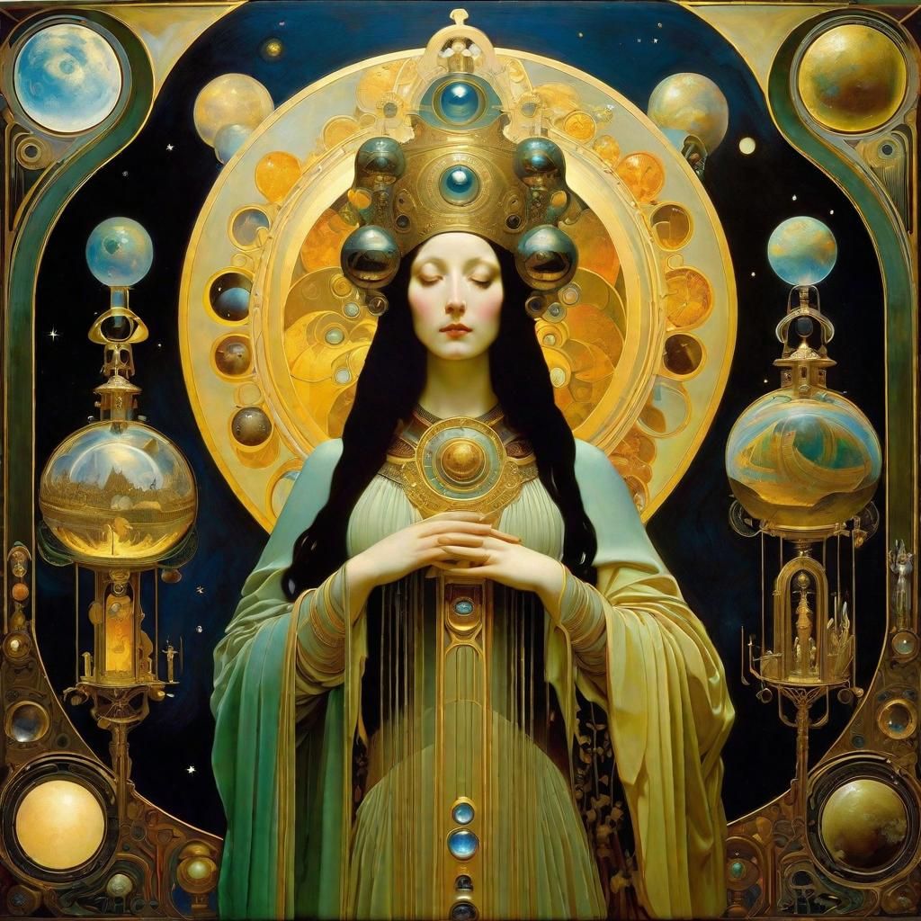 Astronaut Goddesses in Baroque Art Nouveau Style