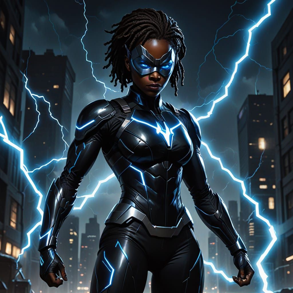 VoltRunner: Modern Black Superhero Concept Art