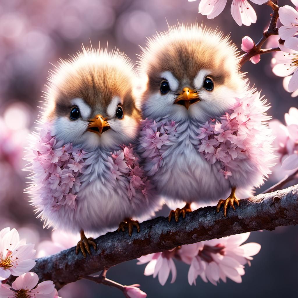photon cherry blossom baby birds