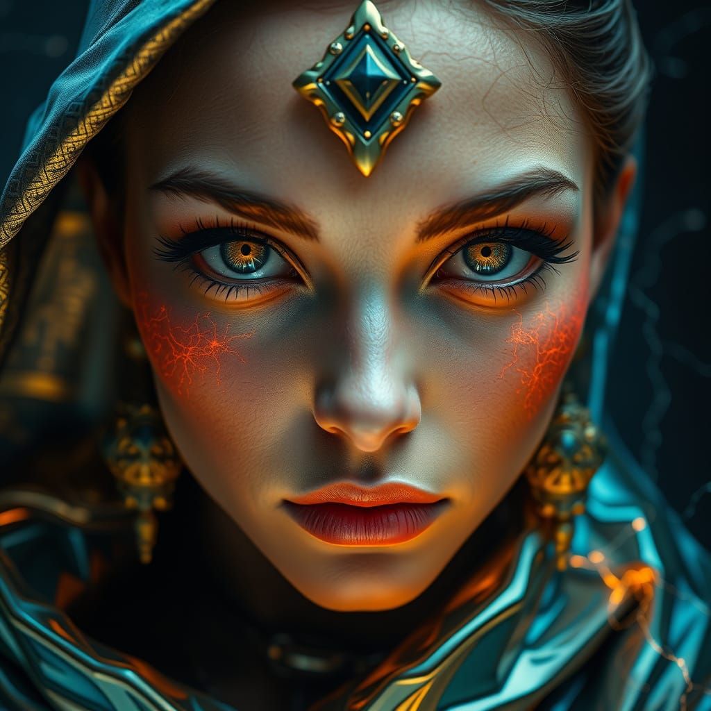 Goddess of Tomorrow in Cosmic Obsidian Hues