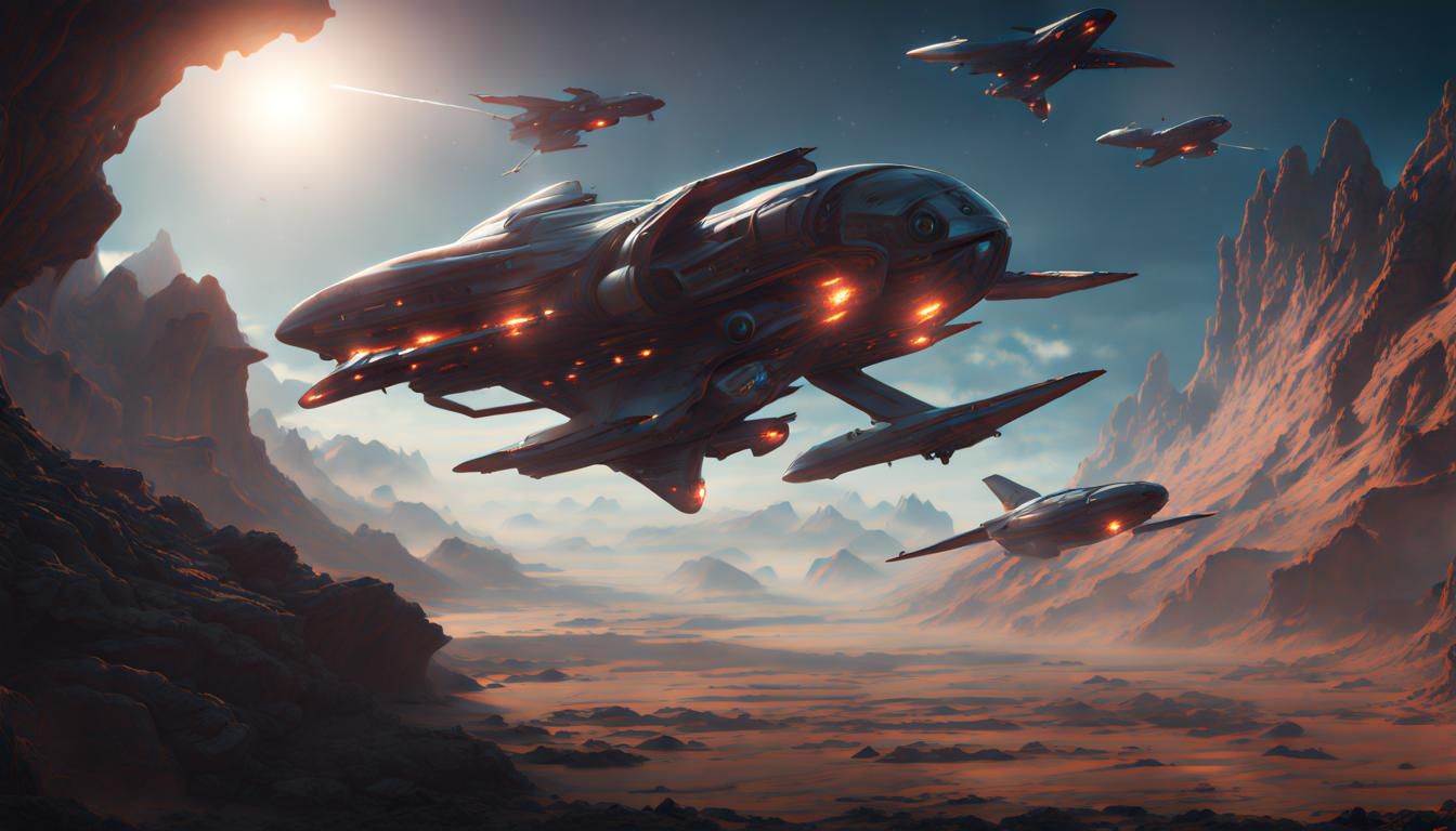 Alien Fighters Meet Force Field: Detailed Matte Painting