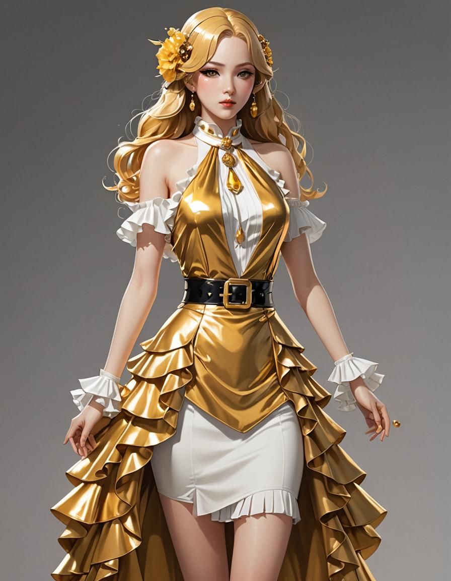 Golden Honey Drips on a 1930s White Suit