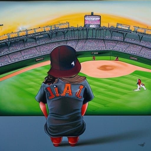 Giants Fan at Game in Collagraph Style