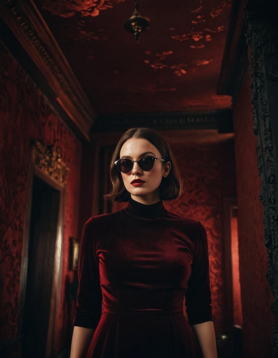 Crimson Queen: Surreal Photo in Dark Academia Style