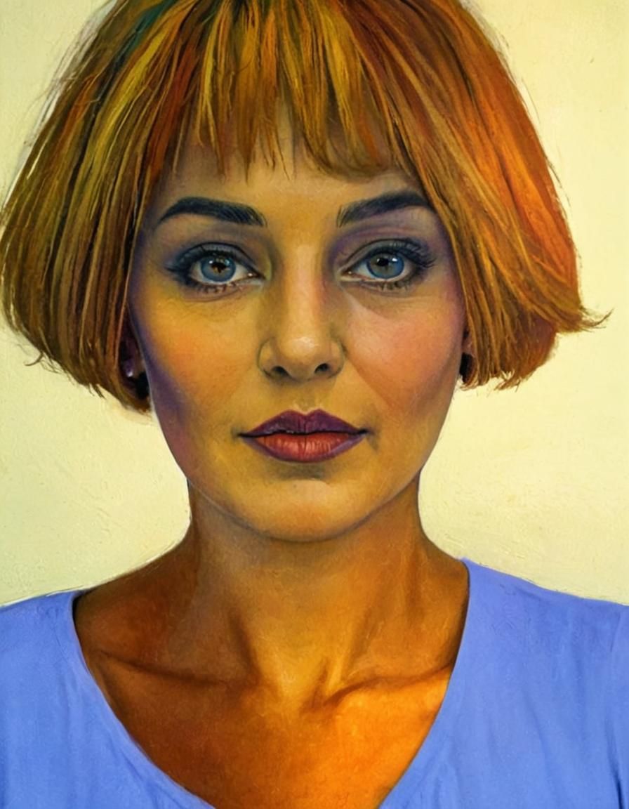 Elegant Lady Portrait as Impasto Painting