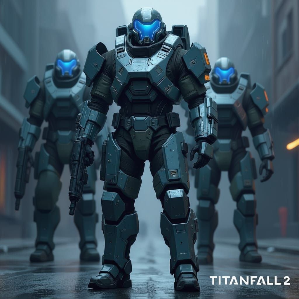 Titanfall 2 Ion Titan with Pilot in Futuristic Industrial St...