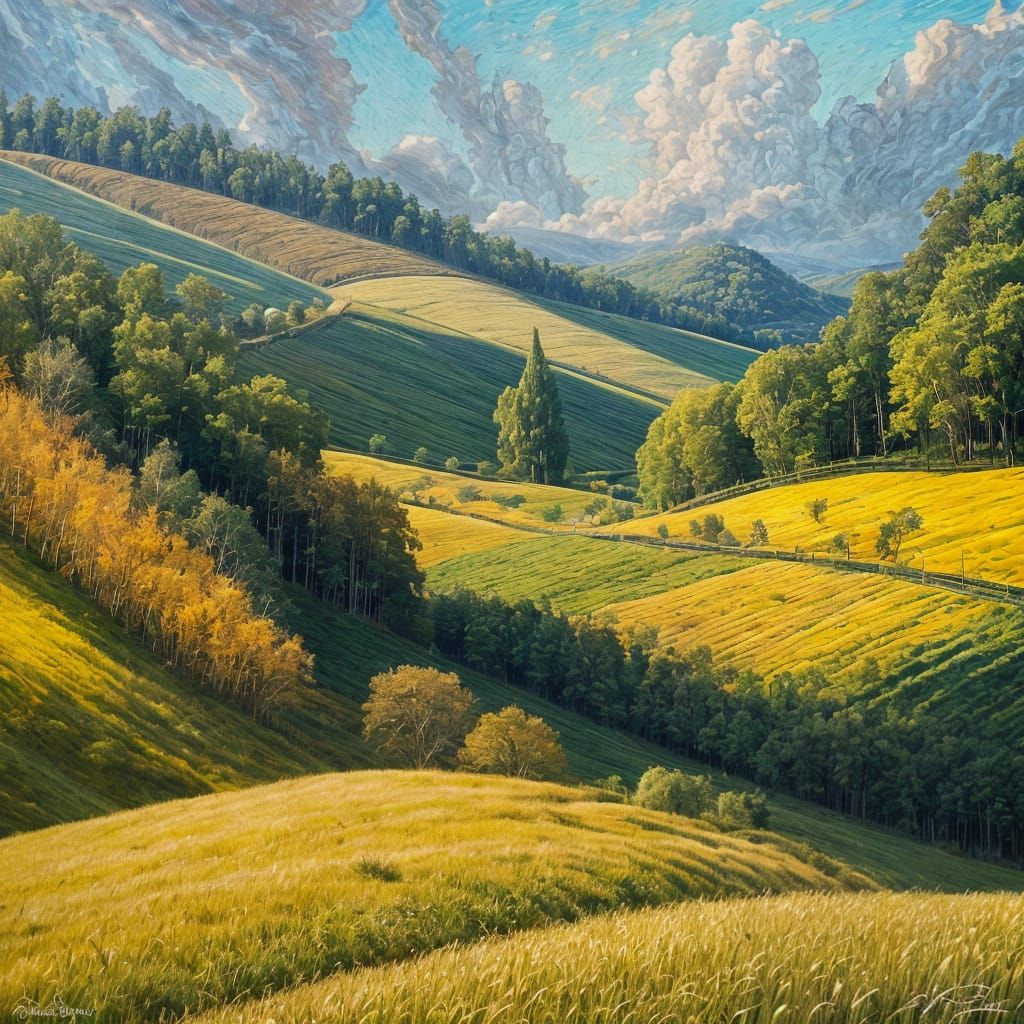 Golden Wheat Fields as Oil Painting