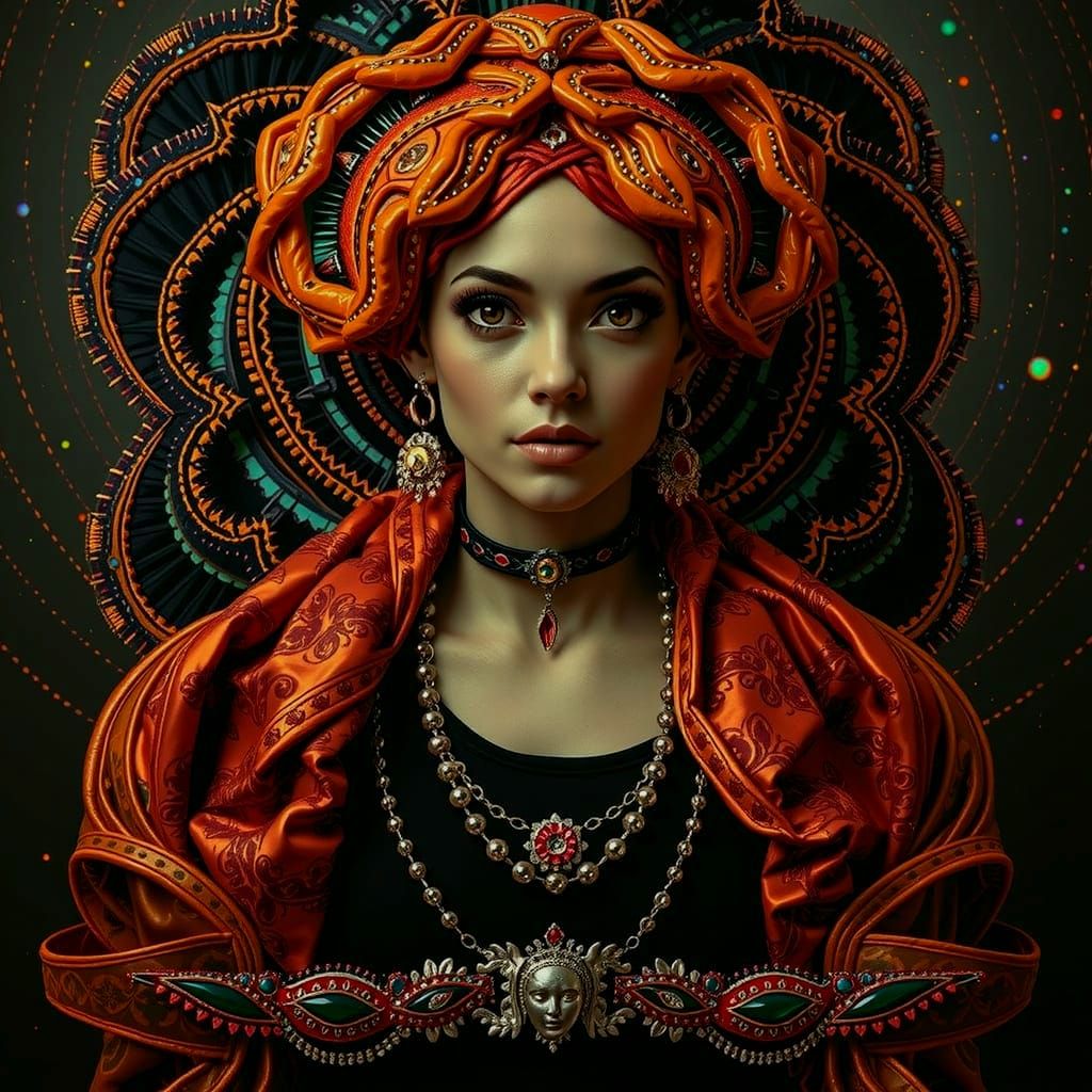 Surreal African Queen in Vibrant 3D CGI Style